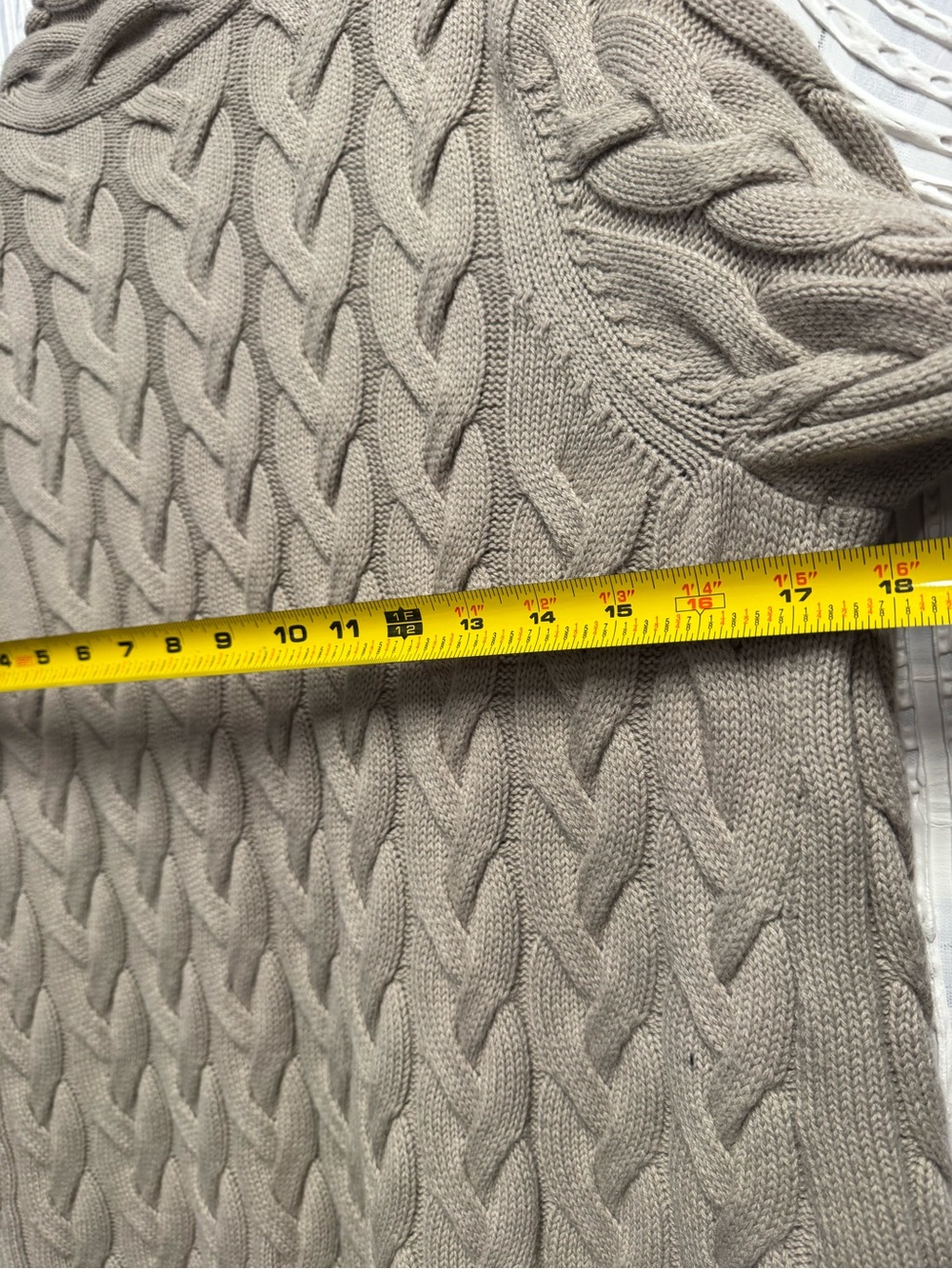 J. Jill Taupe Cable-Knit Open Front Cardigan N0876 - Picture 6 of 7